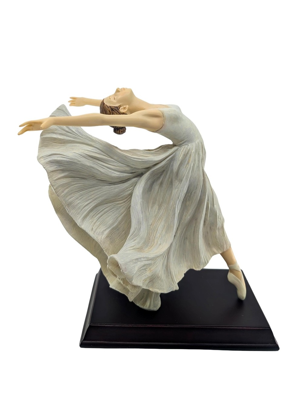 Vintage Resin Ballerina Sculpture on Wood Base Ballet Figurine